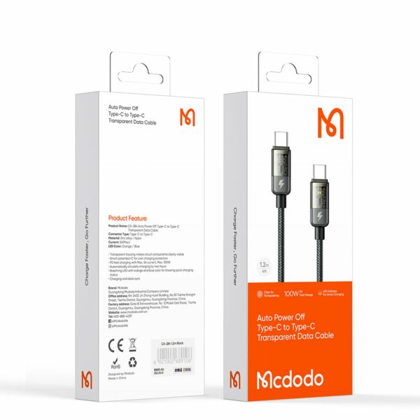 CA-2840-4 998c3f0eb4221604cc808668ee2cc655d72a427e 1678310263 کابل تبدیل USB-C مک دودو مدل CA-2840 طول 1.2 متر