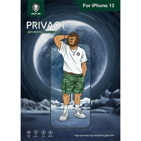 Green 3D Silicone Privacy Glass iPhone 13 2