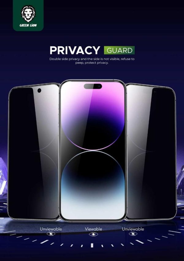 Green Lion 9H Steve Privacy Screen Protector for iPhone 15 Series Black 4 1 گلس پرایوسی گرین لاین برای آیفون 16 پرو