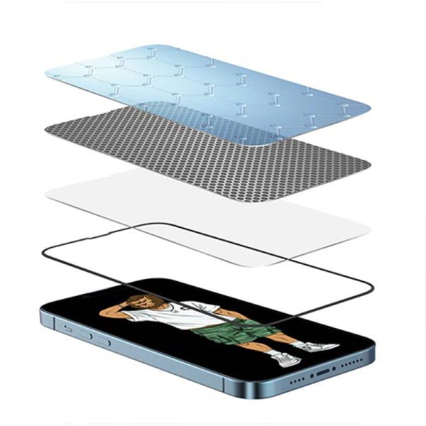 گلس-ایربگ-دار گلس ایربگ دار 2 گلس گرین لاین برای IPHONE 13 SILICONE PLUS STEVE
