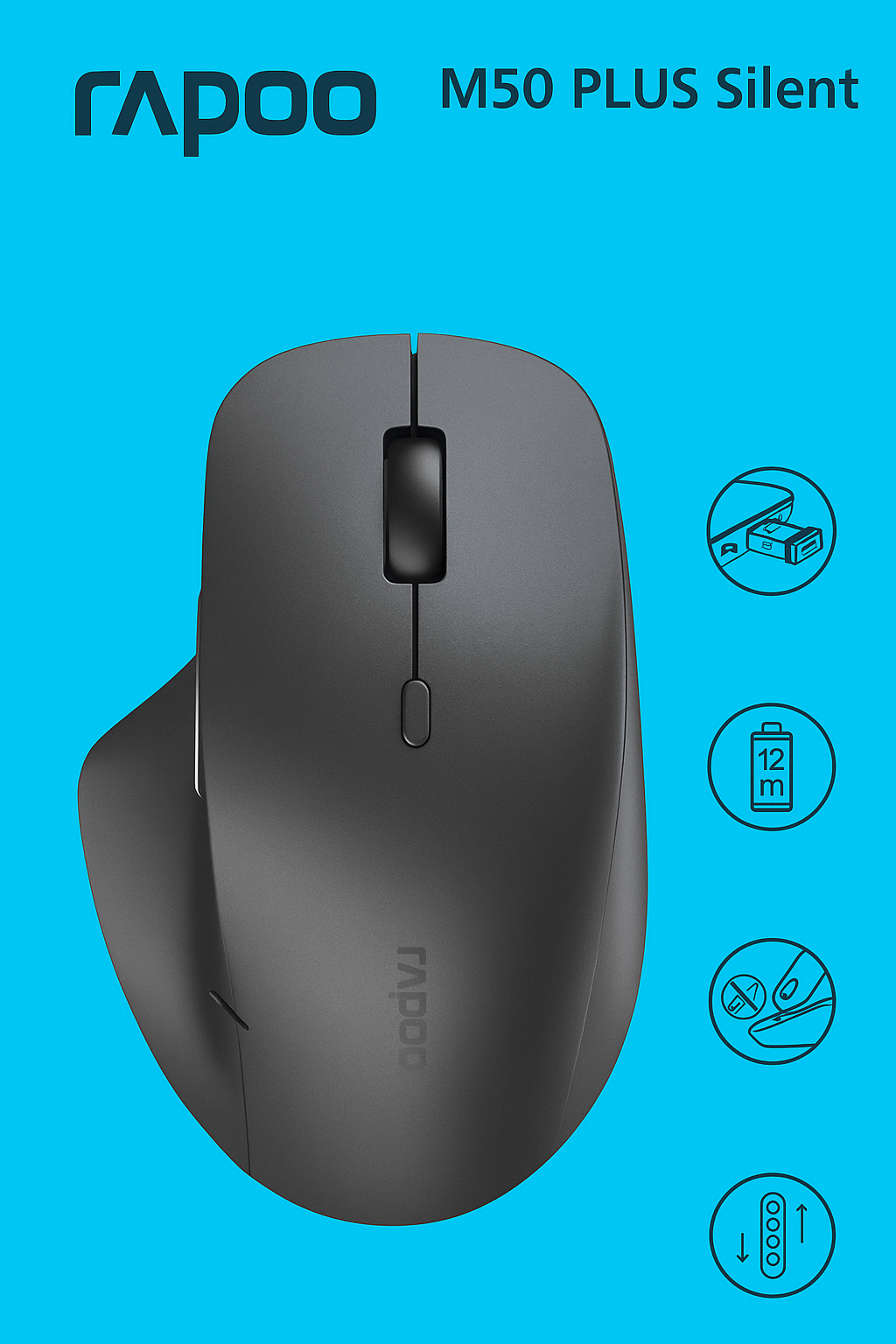 موس بی سیم رپو مدل M50 Plus 1 موس Rapoo M50 Plus Silent