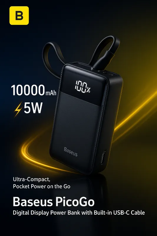 پاوربانک بیسوس مدل PicoGo ظرفیت 10000 میلی آمپر 1 پاوربانک بیسوس PicoGo 45W