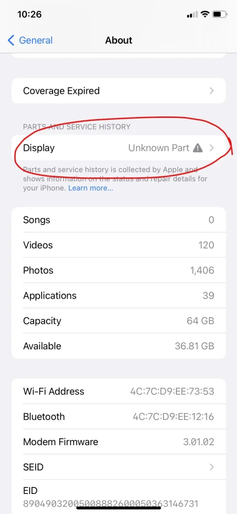 display unknown part در زمان خرید آیفون باید به چه نکاتی توجه کنیم؟