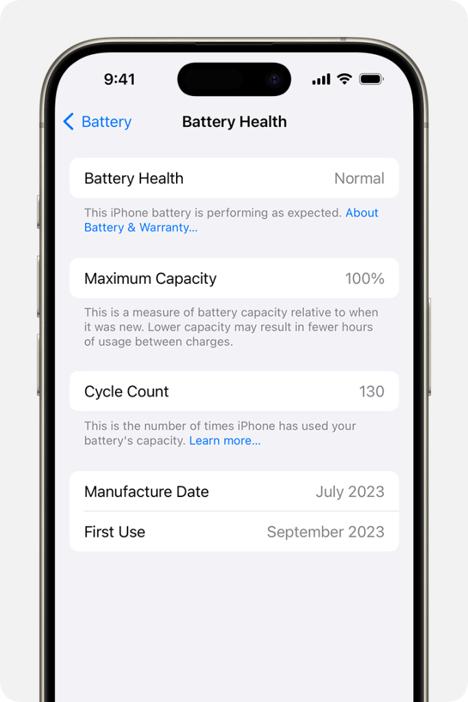 ios 17 4 iphone 15 pro settings battery battery health در زمان خرید آیفون باید به چه نکاتی توجه کنیم؟
