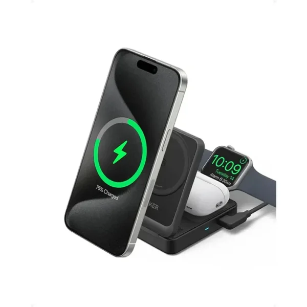 Anker MagGo Wireless 3 in 1 Qi2 B2557212 شارژر وایرلس انکر 3 کاره مدل MagGo Qi2 B2557