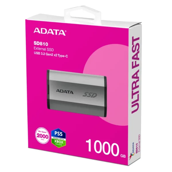 Adata ssd sd810 gray box اس اس دی اکسترنال ای‌دیتا مدل SD810 ظرفیت 1 ترابایت