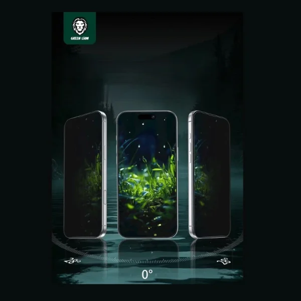 Green Lion 3D Silicone Plus Privacy Screen Protector iPhone 17 3 گلس پرایوسی گرین لاین مدل 9H Steve برای آیفون 17 پرو