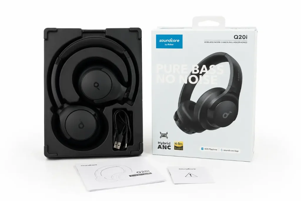 soundcore q20i box بررسی و راهنمای خرید هدفون میان رده انکر Soundcore Q20i