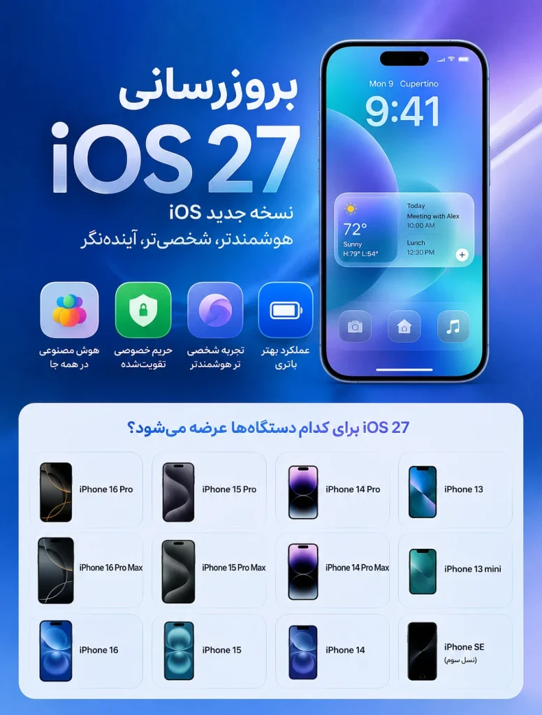ios 27 update phone list بروزرسانی iOS 27؛ نسخه جدید iOS برای چه گوشی هایی میاد؟
