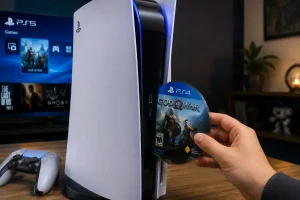 قرار دادن دیسک بازی ps4 در کنسول ps5