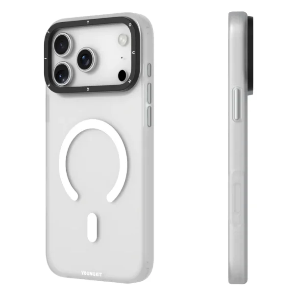 youngkit hidden sand iphone 17 pro max silver white 2 کاور یانگ کیت مناسب iPhone 17 Pro Max مدل Hidden Sand Matte Texture