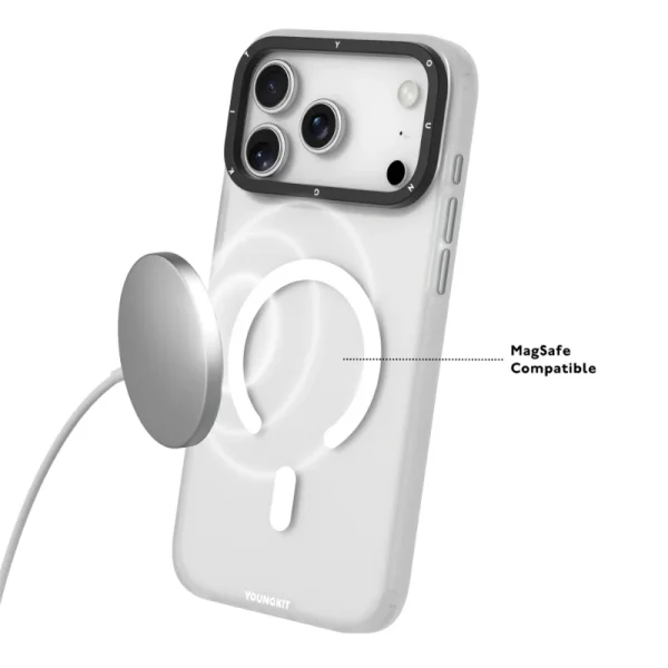 youngkit hidden sand iphone 17 pro max silver white 5 کاور یانگ کیت مناسب iPhone 17 Pro Max مدل Hidden Sand Matte Texture