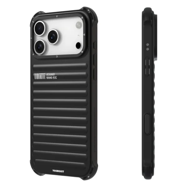 youngkit true color iphone 17 pro max black 4 کاور یانگ کیت مناسب iPhone 17 Pro Max مدل True Color Luggage-Inspired