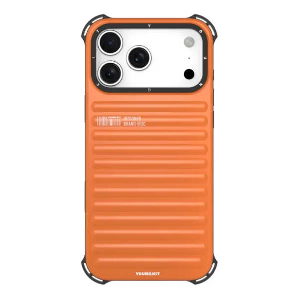 youngkit true color iphone 17 pro max orange 2 کاور یانگ کیت مناسب iPhone 17 Pro Max مدل True Color Luggage-Inspired