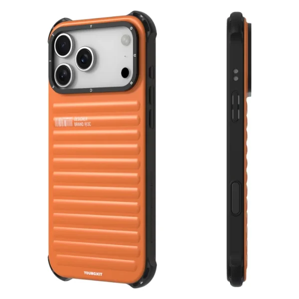 youngkit true color iphone 17 pro max orange 4 کاور یانگ کیت مناسب iPhone 17 Pro Max مدل True Color Luggage-Inspired