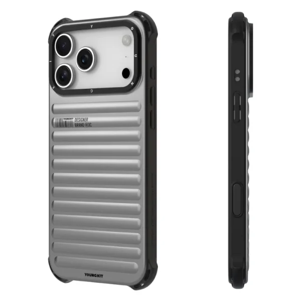 youngkit true color iphone 17 pro max pearl silver 4 کاور یانگ کیت مناسب iPhone 17 Pro Max مدل True Color Luggage-Inspired
