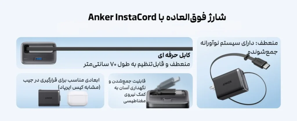anker nano charger 35w A2658 instacord cable شارژر 35 وات انکر مدل Nano A2658